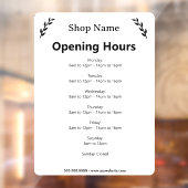 Uur van opening witte bedrijf raamsticker (Vel 2)