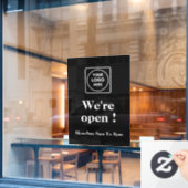 Uur van zakelijk uur | Winkelpui met logo Raamsticker (Cafe Raam)