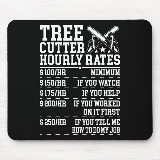 Uurloon boomkapper Funny Lumberjack Arborist Muismat (Voorkant)