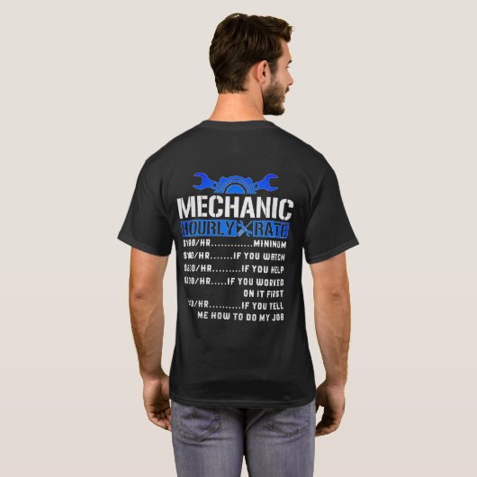 Uurloon monteur Grappig T-shirt (Achterkant volledig)