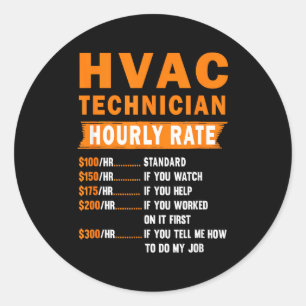 Uurloon Verwarmingstechnicus Grappige Hvac Monteur Ronde Sticker