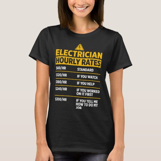 Uurprijzen Electricien T-shirt (Voorkant)