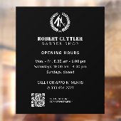 Uurregeling herenkapper eigen logo QR CODE Raamsticker (Vel 2)