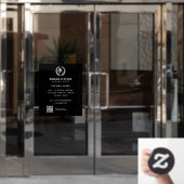 Uurregeling herenkapper eigen logo QR CODE Raamsticker (Kantoordeur)