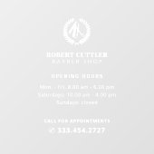 Uurregeling kapperzaak met eigen logo raamsticker (Vel)