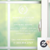 Uurregeling kapperzaak met eigen logo raamsticker (Huis)