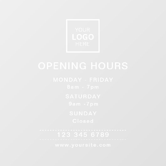 Uurregeling schoonheidssalon transparant raamsticker (Vel)