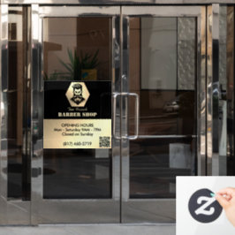 Uurrooster professionele herenkapper zwart & goud raamsticker