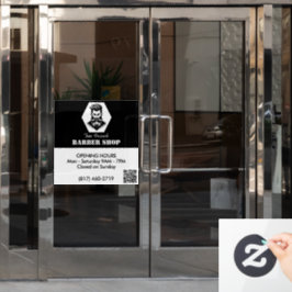 Uurrooster professionele herenkapper zwart&wit raamsticker