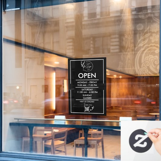 Uurrooster voor bedrijfsopening venster sticker (Cafe Raam)