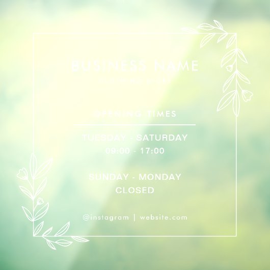 Uurstaat Openingstijden Winkelsticker Square Raamsticker (Vel 3)