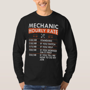 Uurtarief monteur sleutel zuiger garage arbeid loo t-shirt