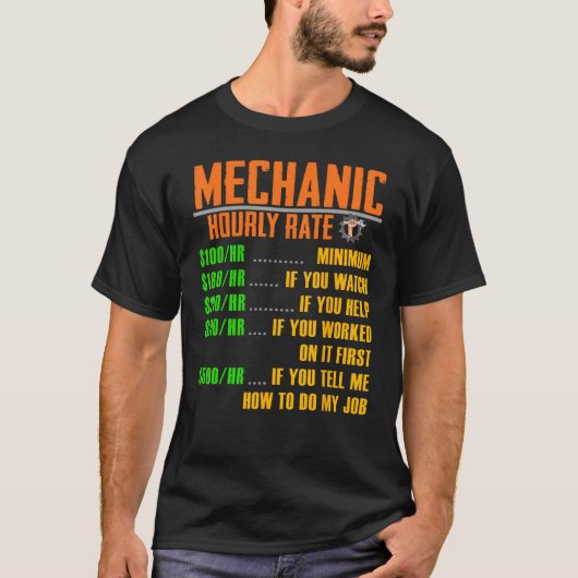 Uurtarief Shirt Funny Mechanic Shirten Gift HOURL (Voorkant)