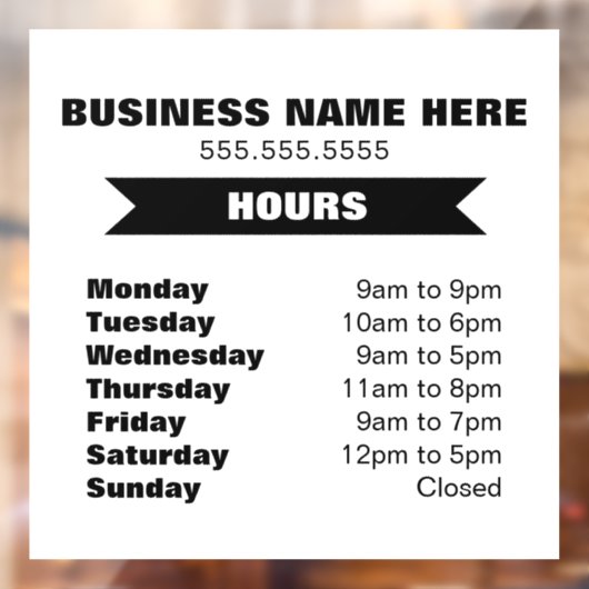 Uurvensterfolie voor bedrijven raamsticker (Vel 2)