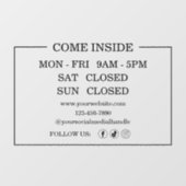 Uurvenstersticker voor kleine bedrijven raamsticker (Vel)