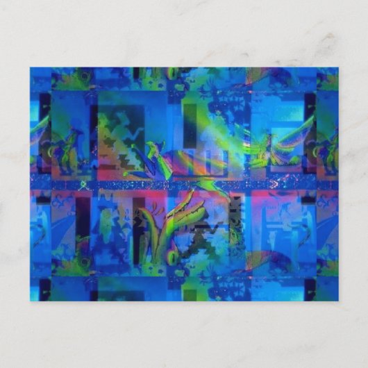 UV Art Briefkaart "Blue Temple" (Voorkant)