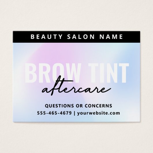UV Gloss Holographic Eyebrow Tint Aftercare Kaart (Voorkant)