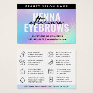 UV Gloss Holographic Henna Brows Aftercare Kaart