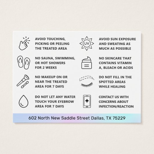 UV Gloss Holographic Ombre Powder Brows Aftercare Visitekaartje (Achterkant)