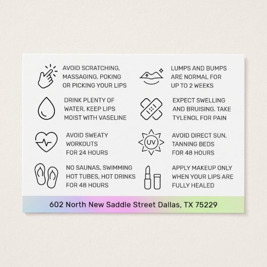 UV Gloss-regenboognaalden Lips Filler Care Kaart (Achterkant)