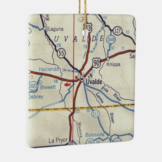 Uvalde TX  kaart Keramisch Ornament (Rechts)