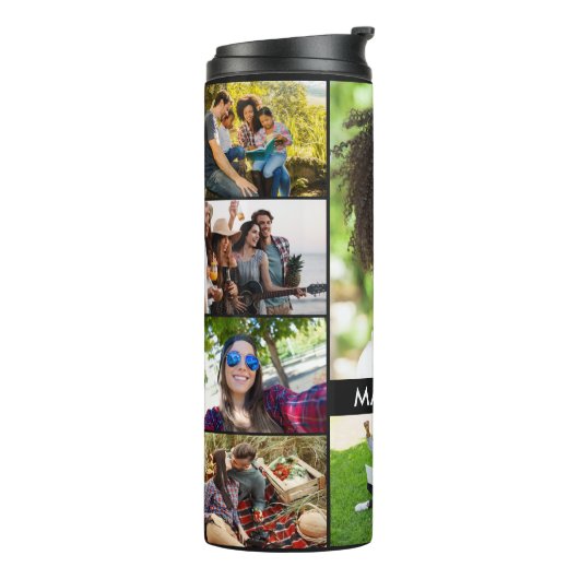 UW 10 FOTO'S & NAAM aangepaste tumbler Thermosbeker (Gedraaid links)