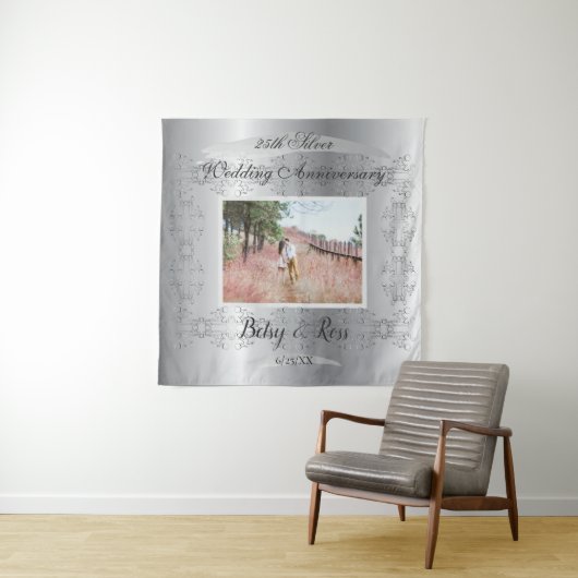 Uw 25e zilveren bruiloft Jubileum Wandkleed (In situ)