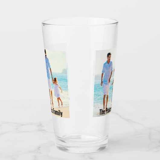 Uw 2 familiefoto's | Aangepaste naam | Tekst afdru Glas (Links)