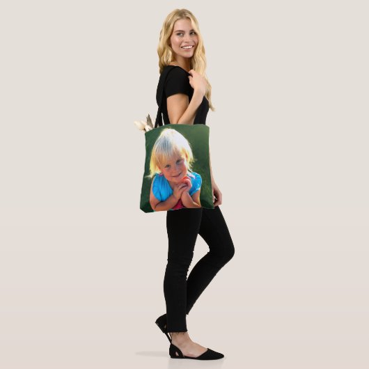 Uw 2 foto's op maat, volledige afdrukken tote bag (Op model)