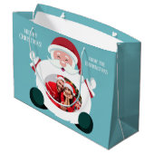 UW 2 foto's & tekst aangepaste Santa cadeau tas Groot Cadeauzakje (Achterkant Gekanteld)