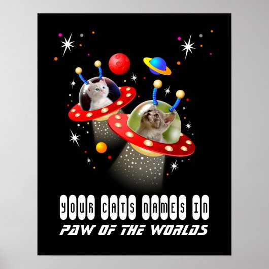 Uw 2 katten in een Alien Spaceship UFO Sci Fi Scen Poster (Voorkant)