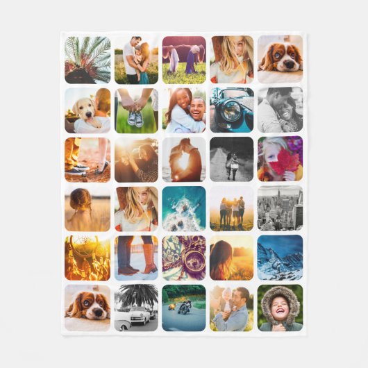 Uw 30 foto's met zachte, afgeronde vierkantscollag fleece deken (Voorkant)