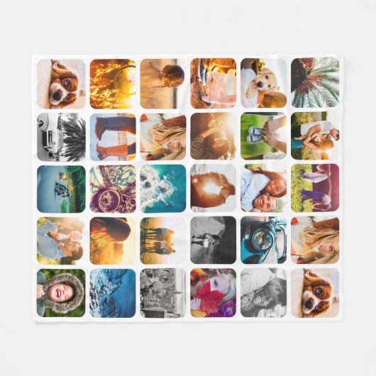 Uw 30 foto's met zachte, afgeronde vierkantscollag fleece deken (Voorkant (Horizontaal))