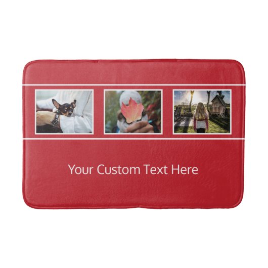 UW 3 FOTO'S EN aangepaste TEKST-badmatten Badmat (Voorkant)