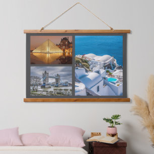 Uw 3 foto's voor reizen of voor het gezin hangend wandkleed