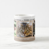 Uw 3 grappige katfoto's Beige Ivory Striped Mok (Center)