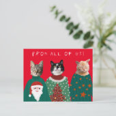 Uw 3 katten in het Ugly KerstSweaters Briefkaart (Staand voorkant)