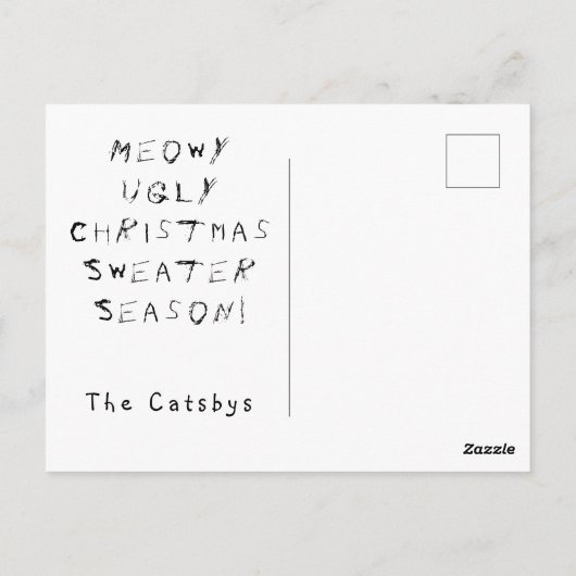 Uw 3 katten in het Ugly KerstSweaters Briefkaart (Achterkant)