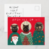 Uw 3 katten in het Ugly KerstSweaters Briefkaart (Voorkant / Achterkant)