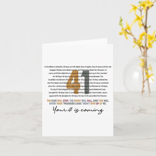 Uw 41 komt Gods geloof Christelijk Kaart (Gele Bloem)