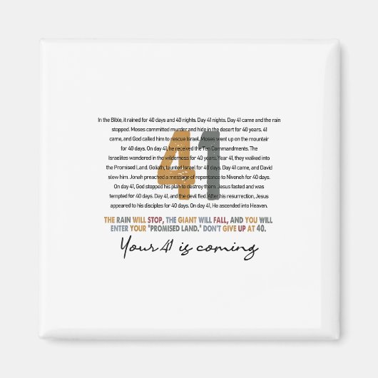 Uw 41 komt Gods geloof Christelijk Magneet (Voorkant)