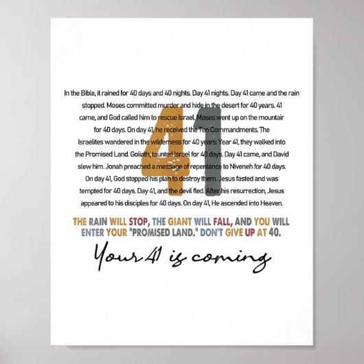 Uw 41 komt Gods geloof Christelijk Poster (Voorkant)