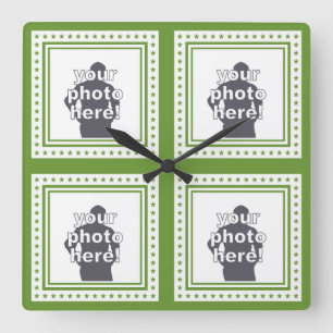 UW 4 FOTOS aangepaste kleurenwandklok Vierkante Klok