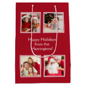 UW 4 FOTO'S & AANGEPASTE TEKST medium geschenktas Cadeauzakje (Achterkant)