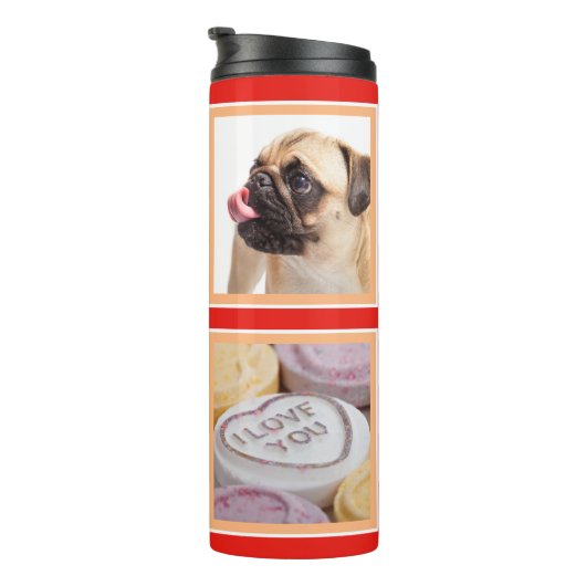 UW 4 FOTOS aangepaste tumbler Thermosbeker (Geroteerd rechts)