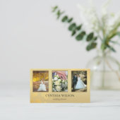 Uw 4 foto's Elegant Gold Wedding Planner Visitekaartje (Staand voorkant)