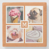 UW 4 FOTO'S EN MONOGRAM-onderzetters Stenen Onderzetter (Voorkant)