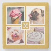 UW 4 FOTO'S EN MONOGRAM-onderzetters Stenen Onderzetter (Voorkant)