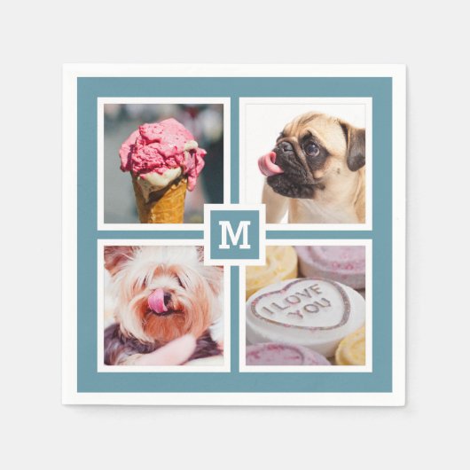 UW 4 FOTO'S EN MONOGRAM papieren servetten (Voorkant)