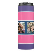 UW 4 FOTO'S EN NAAM Stripes Patroontroop Thermosbeker (Achterkant)